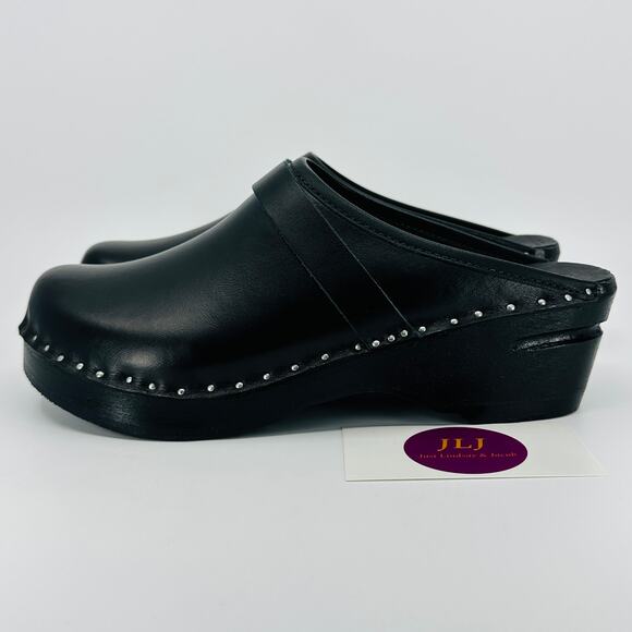 Troentorp Women's Smithy Black Leather Slip On Swedish Clogs Size 38 EU/ 8 US - Picture 5 of 12